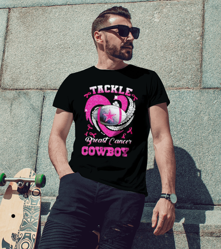 Tackle Breast Cancer Cowboy Football Pink Awareness T-Shirt