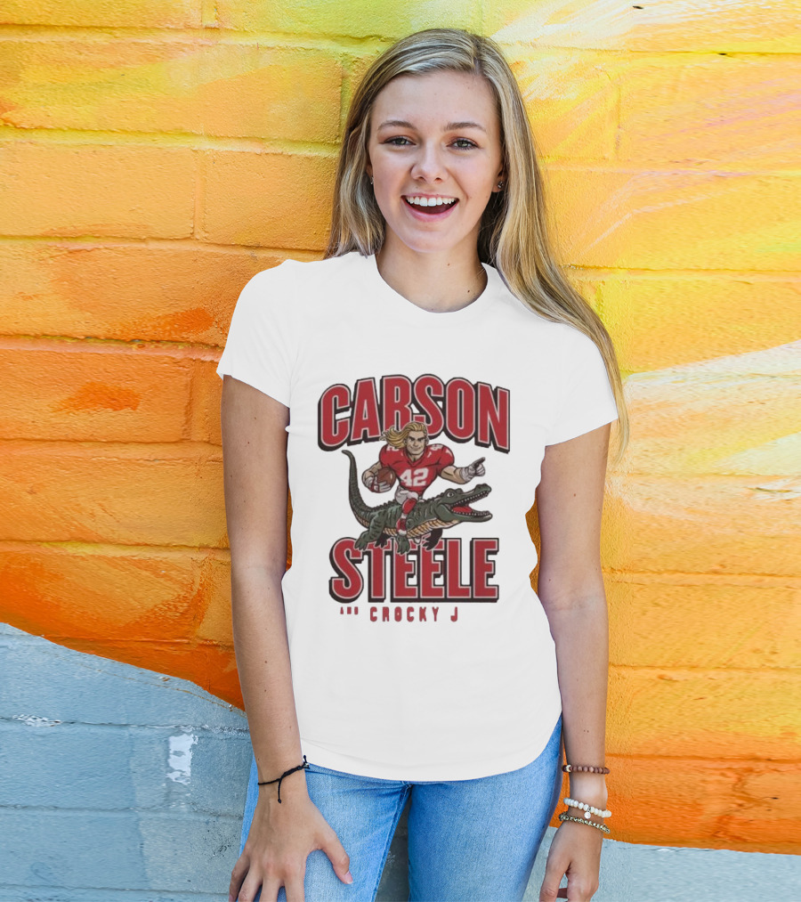 Carson Steele Riding Crocky J Football Kansas City Chiefs T-Shirt