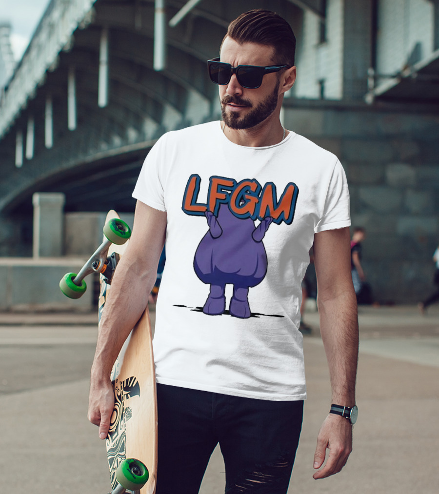 Grimace LFGM New York Mets Character Holding Letters T-Shirt