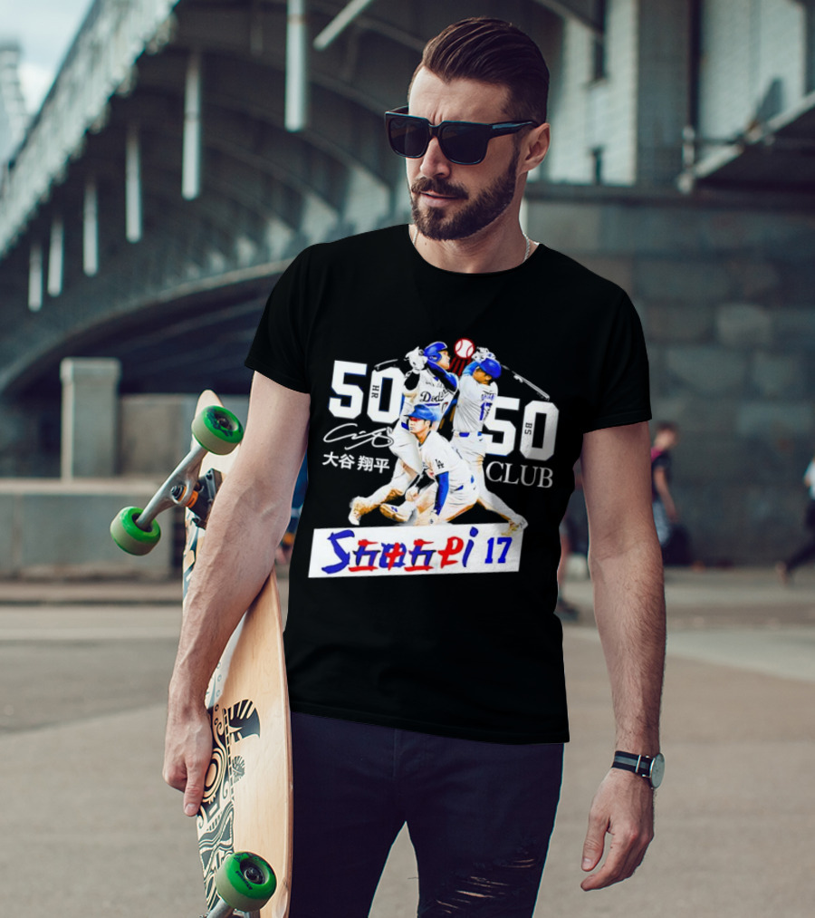 Shohei Ohtani 50 HR 50 SB Club Signature Dodgers 17 T-Shirt