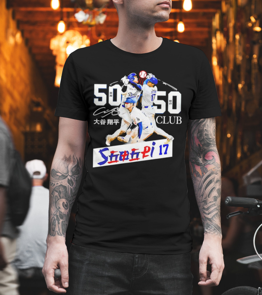 Shohei Ohtani 50 HR 50 SB Club Signature Dodgers 17 T-Shirt