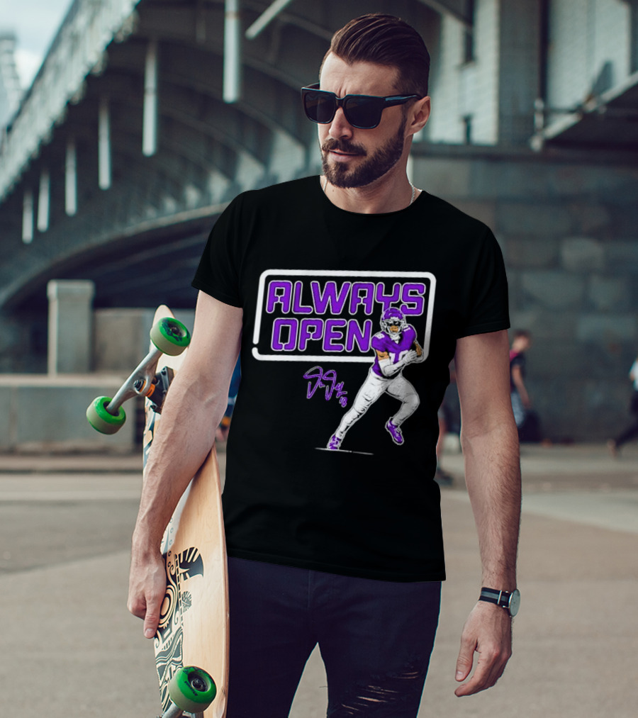 Always Open Justin Jefferson Minnesota Vikings 18 Signature T-Shirt