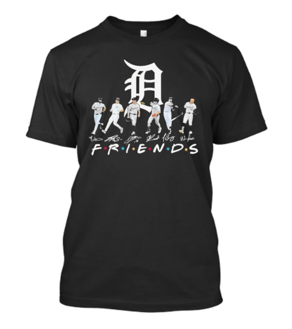 FRIENDS Detroit Tigers Players Signatures D Logo White Jerseys T-Shirt
