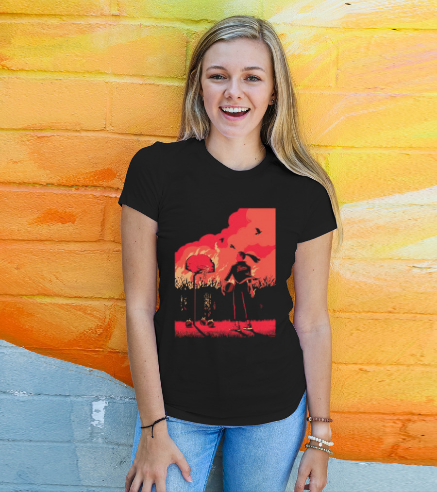 ROTY Caitlin Clark Indiana Fever Cartoon Basketball Scene T-Shirt