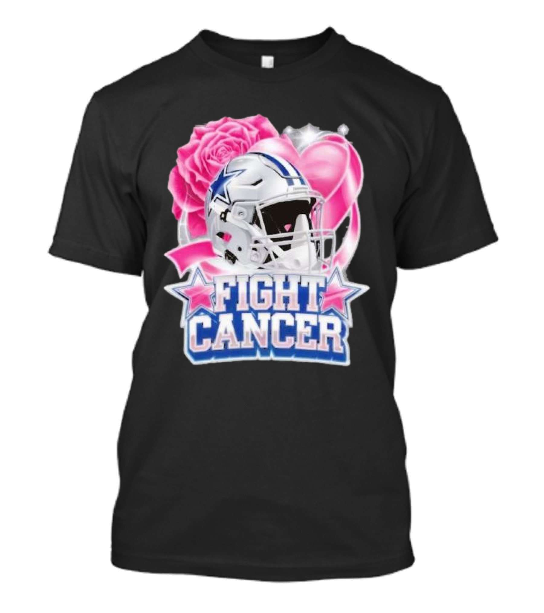 Dallas Cowboys Fight Breast Cancer Awareness Rose Pink Heart Helmet T-Shirt