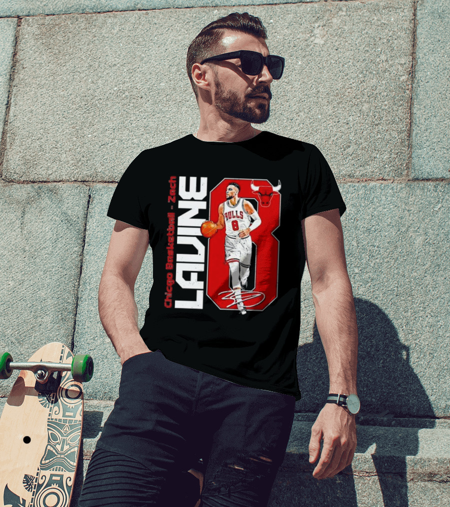 Zach Lavine Chicago Basketball Bulls Number 8 Signature T-Shirt