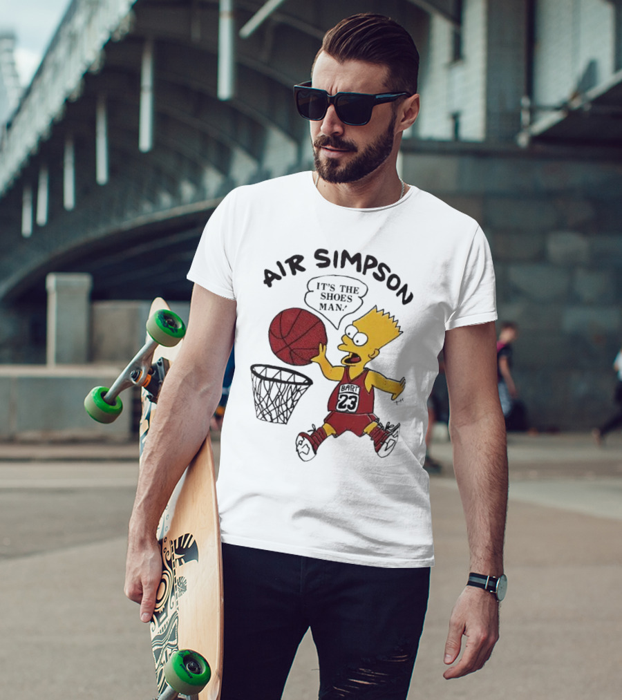 Bart Simpson Air Bart It's The Shoes Man Basketball Parody 23 Jersey Dunk T-Shirt