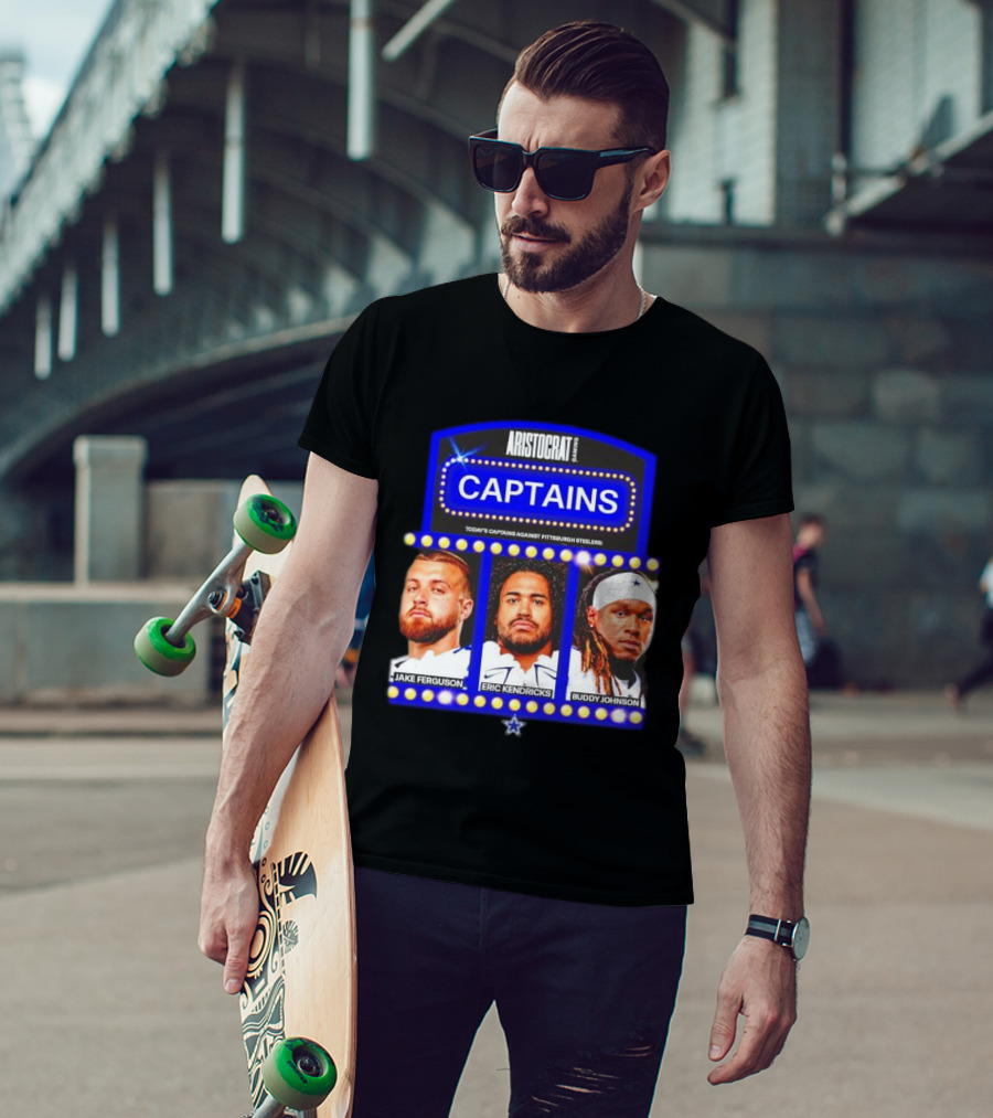 ARISTOCRAT CAPTAINS Dallas Cowboys Jake Ferguson Eric Kendricks Buddy Johnson Against Pittsburgh Steelers T-Shirt