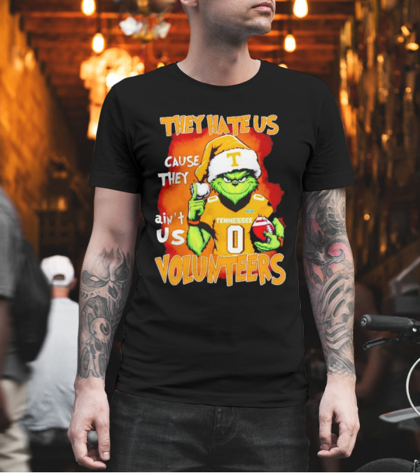 They Hate Us Cause They Ain't Us Grinch Tennessee Volunteers Christmas Football T-Shirt They Hate Us Cause They Ain't Us Grinch Tennessee Volunteers Christmas Football T-Shirt