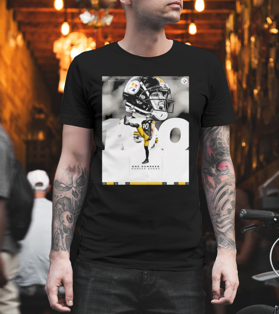 TJ Watt Pittsburgh Steelers 100 Career Sacks Signature T-Shirt