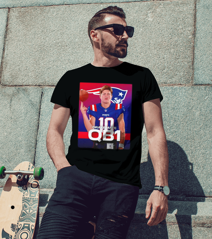 Drake Maye QB1 Era New England Patriots 10 Patriots T-Shirt