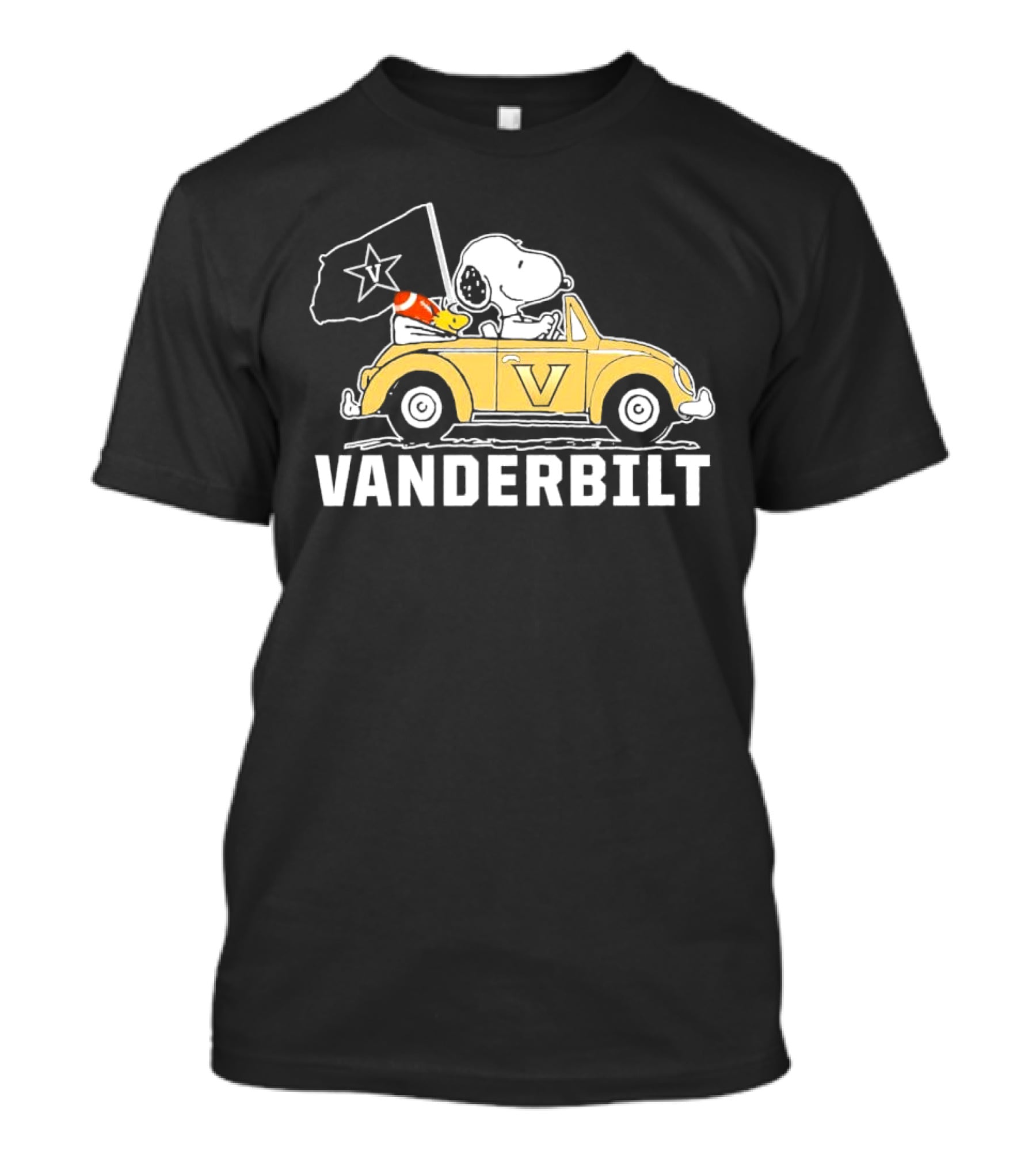 Snoopy And Woodstock Vanderbilt Commodores Driving Car T-Shirt