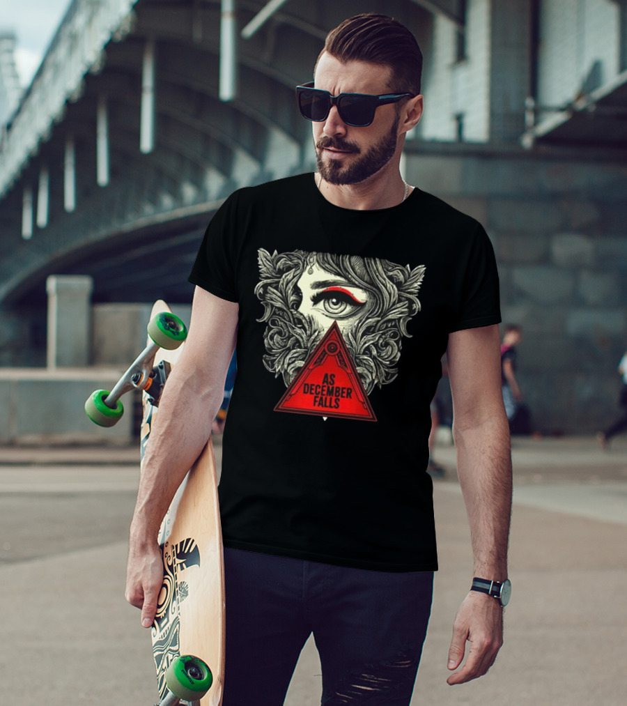 As December Falls Triangle Eye Art Illuminated Leaf T-Shirt