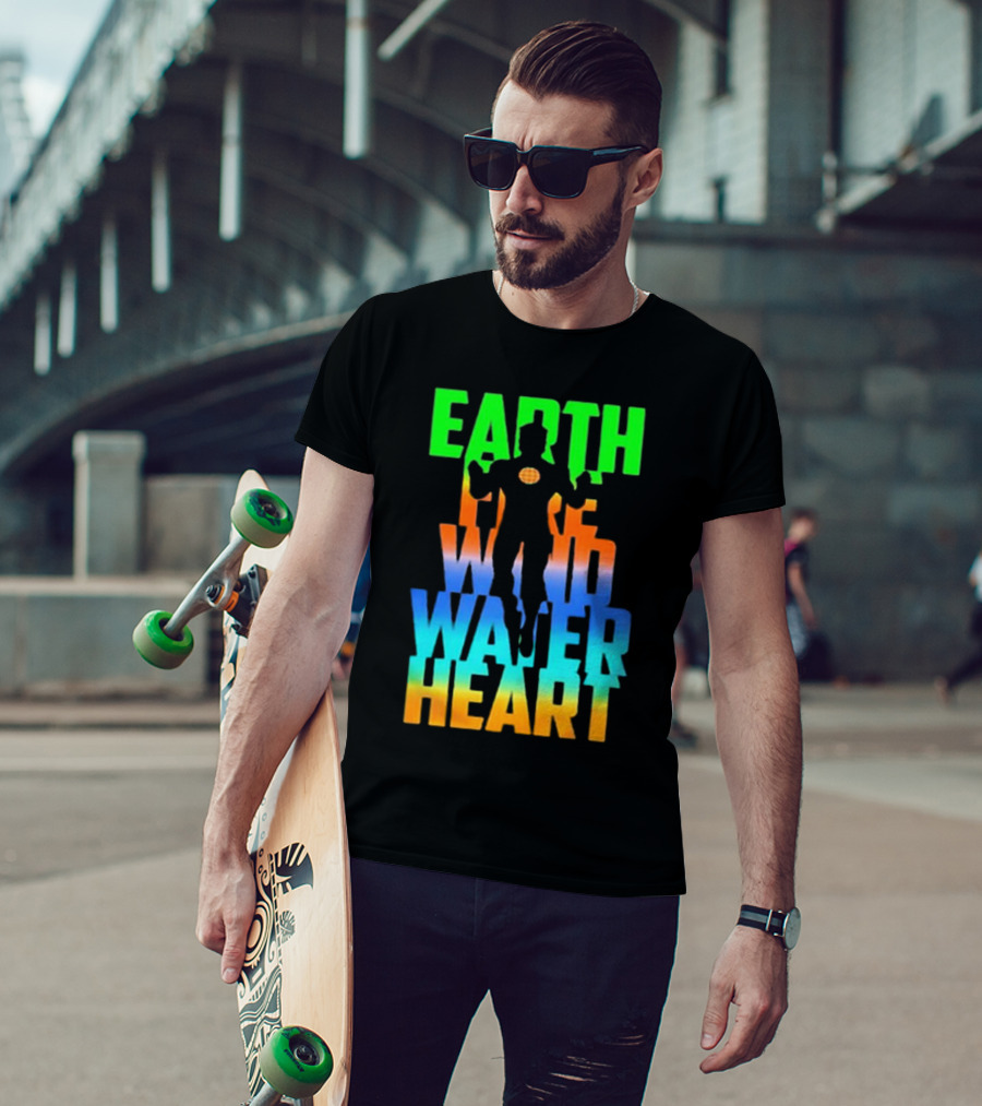 Earth Fire Wind Water Heart Captain Planet T-Shirt