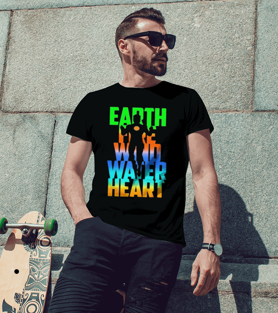 Earth Fire Wind Water Heart Captain Planet T-Shirt