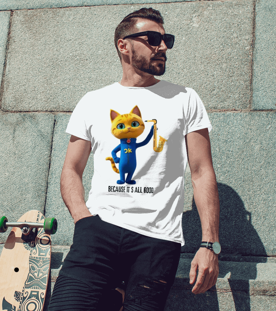 Pete The Cat With Saxophone Because It's All Good T-Shirt