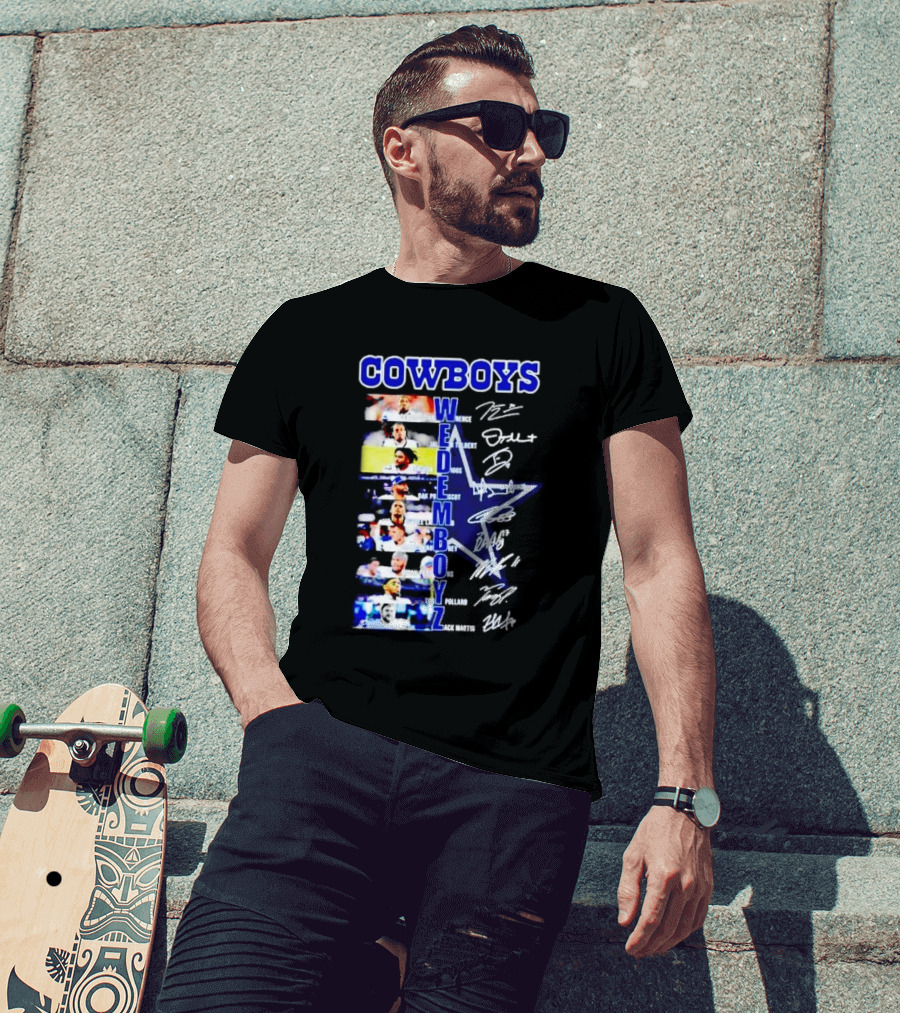 COWBOYS WE DEM BOYZ Dak Prescott DeMarcus Lawrence Trevon Diggs Brett Maher Tony Pollard CeeDee Lamb Zack Martin Dallas Players Signatures T-Shirt