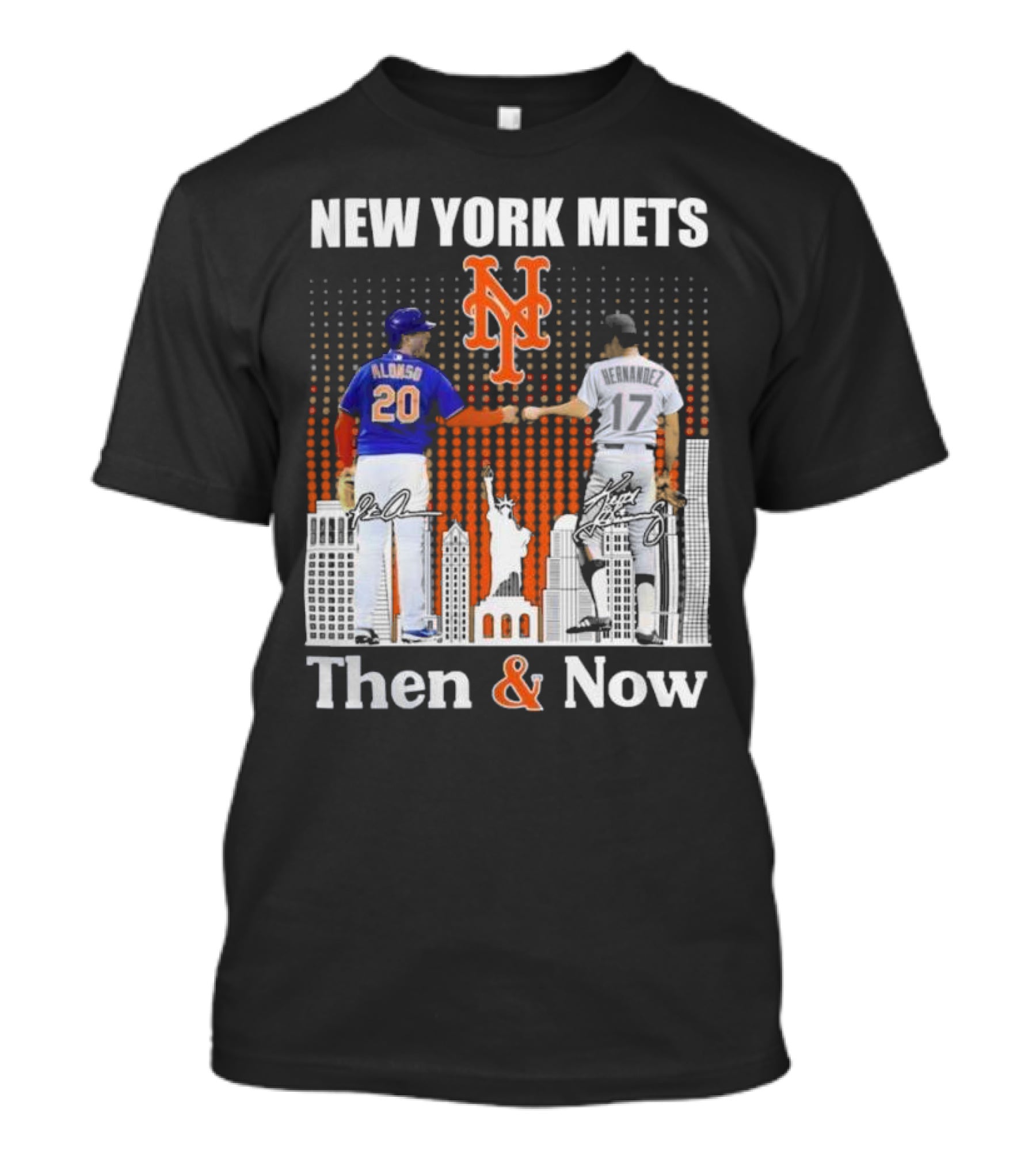 New York Mets Then And Now Pete Alonso Keith Hernandez Signatures T-Shirt