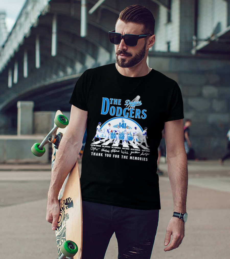 The LA Dodgers 141st Anniversary 1883 2024 Thank You For The Memories Abbey Road Clayton Kershaw Don Drysdale Roy Campanella Duke Snider Jackie Robinson Sandy Koufax T-Shirt