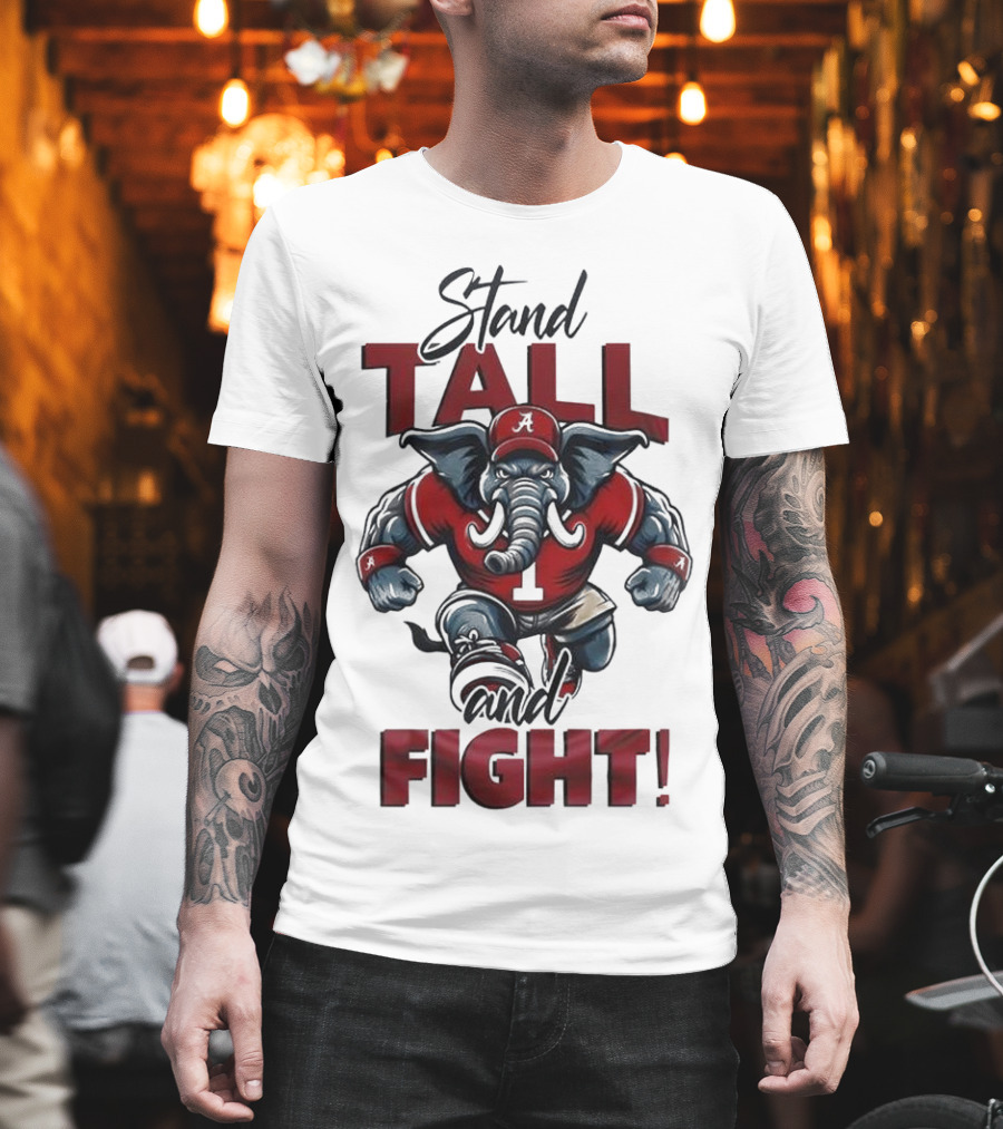 Alabama Crimson Tide Stand Tall and Fight Elephant Mascot T-Shirt