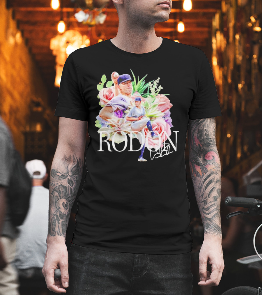 Carlos Rodón New York Yankees Floral Signature Baseball T-Shirt