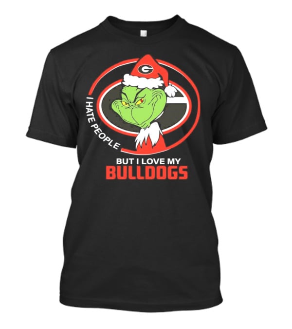 Georgia Bulldogs Christmas Grinch I Hate People But I Love My Bulldogs T-Shirt