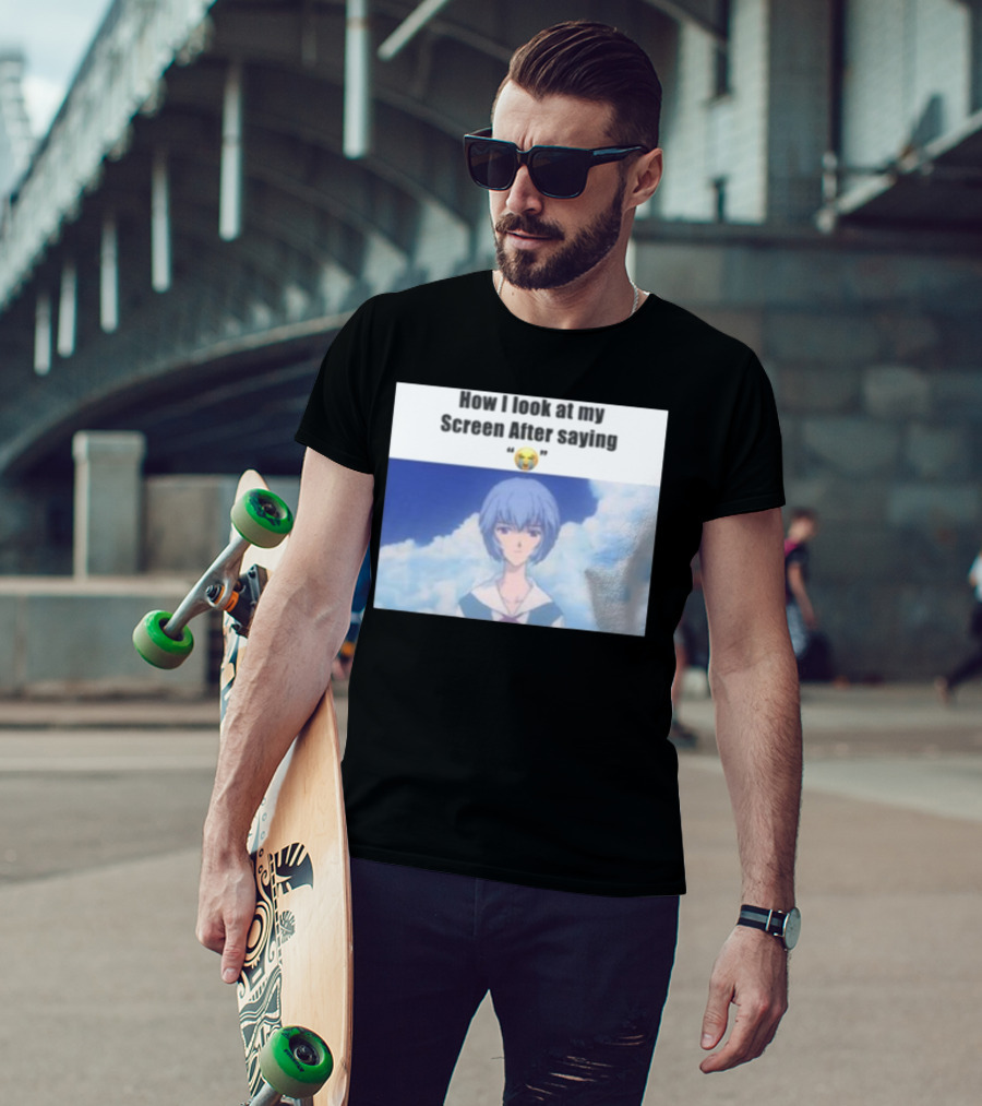 Goofy Ahh Tees Store How I Look At My Screen After Saying 😭 Anime Meme T-Shirt