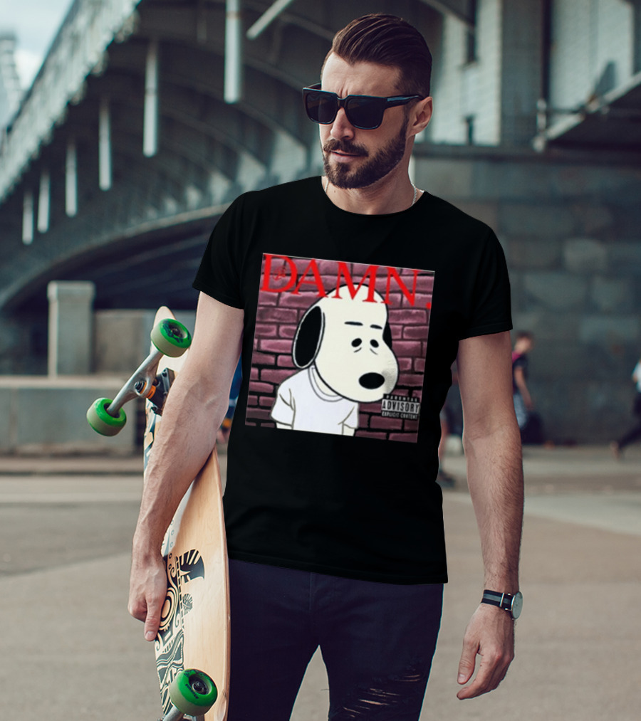 Damn. Snoopy Parental Advisory Brick Wall T-Shirt