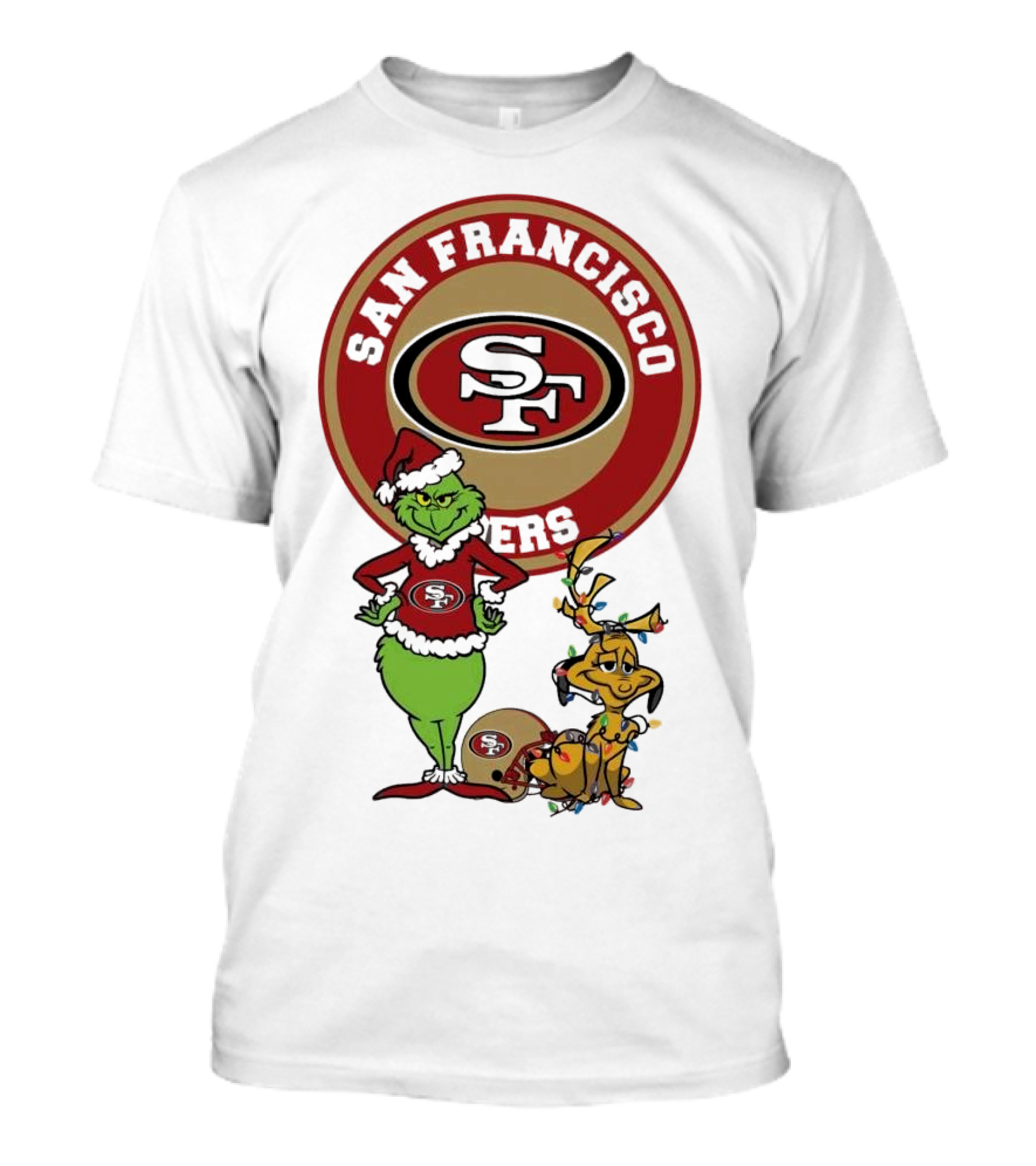 San Francisco 49ers Grinch And Max Merry Christmas T-Shirt