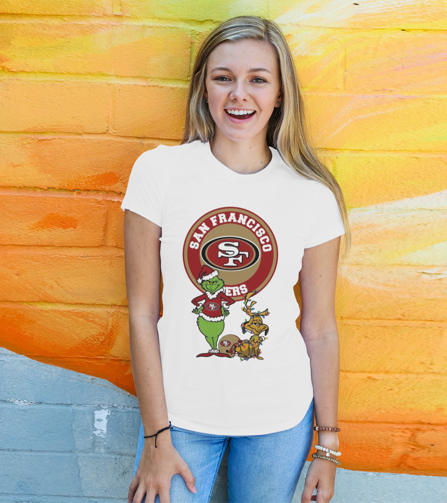 San Francisco 49ers Grinch And Max Merry Christmas T-Shirt