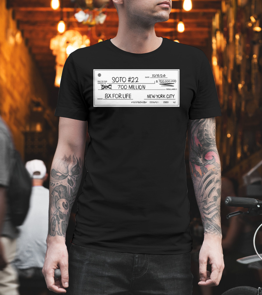 Whatever He Wants Soto #22 700 Million BX For Life New York City Check T-Shirt