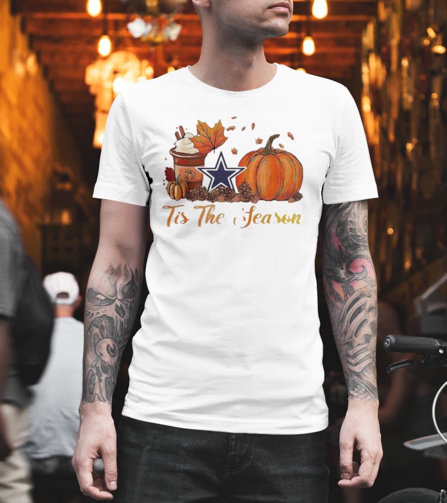 Dallas Cowboys Tis the Season Pumpkin Latte Autumn Decor T-Shirt