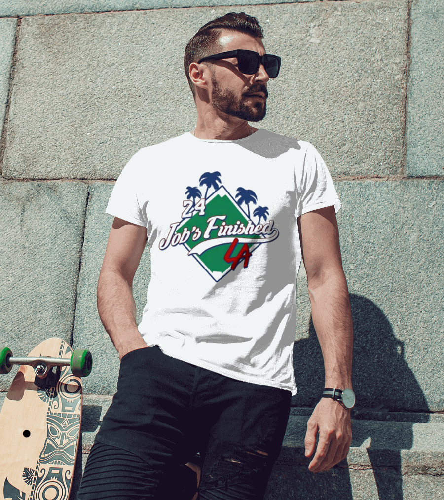 24 Job's Finished LA Dodgers Palm Trees Diamond T-Shirt