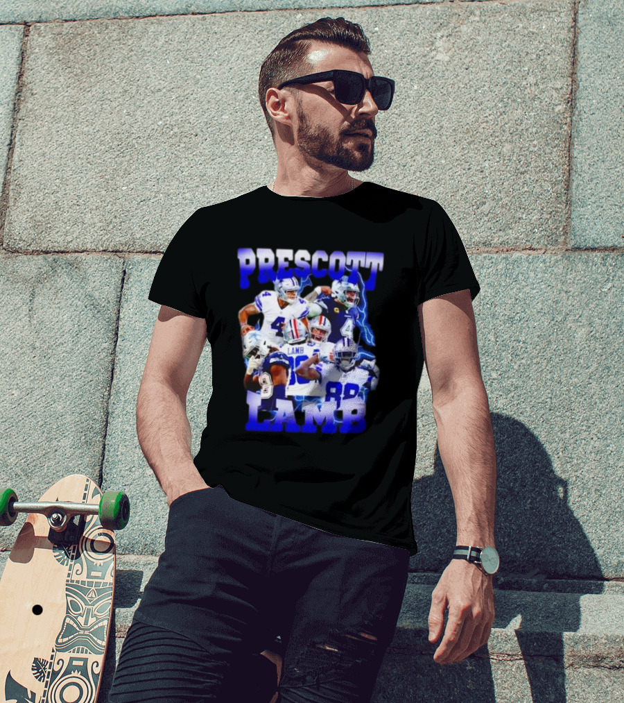 Prescott Lamb Dallas Cowboys Football Stars Collage T-Shirt