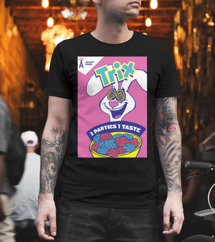 Trix Cereal Bunny with Swirled Eyes and Brain Bowl 2 Parties 1 Taste General Media T-Shirt