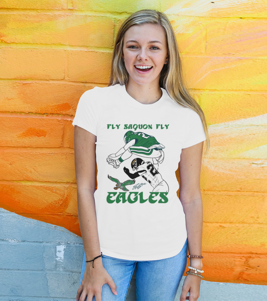 Fly Saquon Fly Eagles Reverse Hurdle Saquon Barkley Jarrian Jones T-Shirt