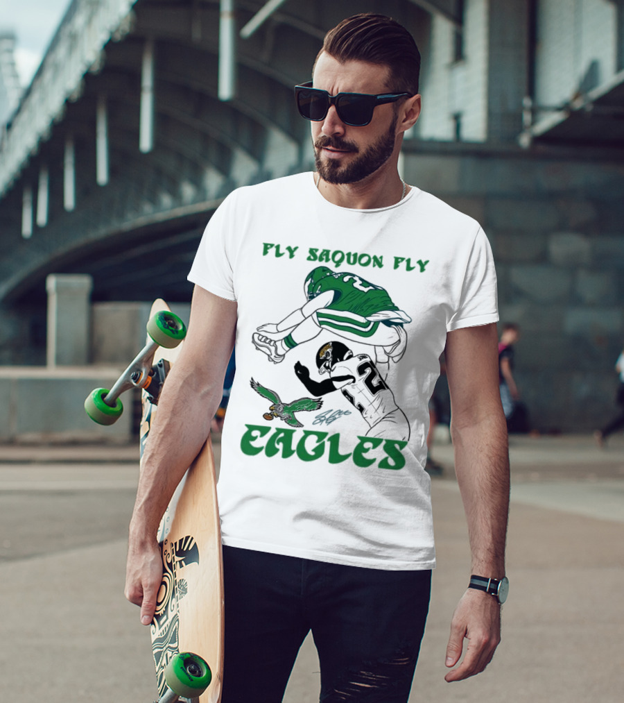 Fly Saquon Fly Eagles Reverse Hurdle Saquon Barkley Jarrian Jones T-Shirt