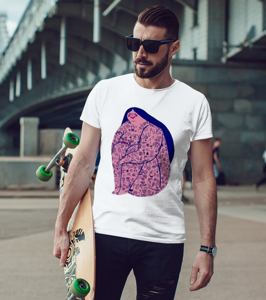 Marie Boiseau Tatouée Pink Figure With Detailed T-Shirt