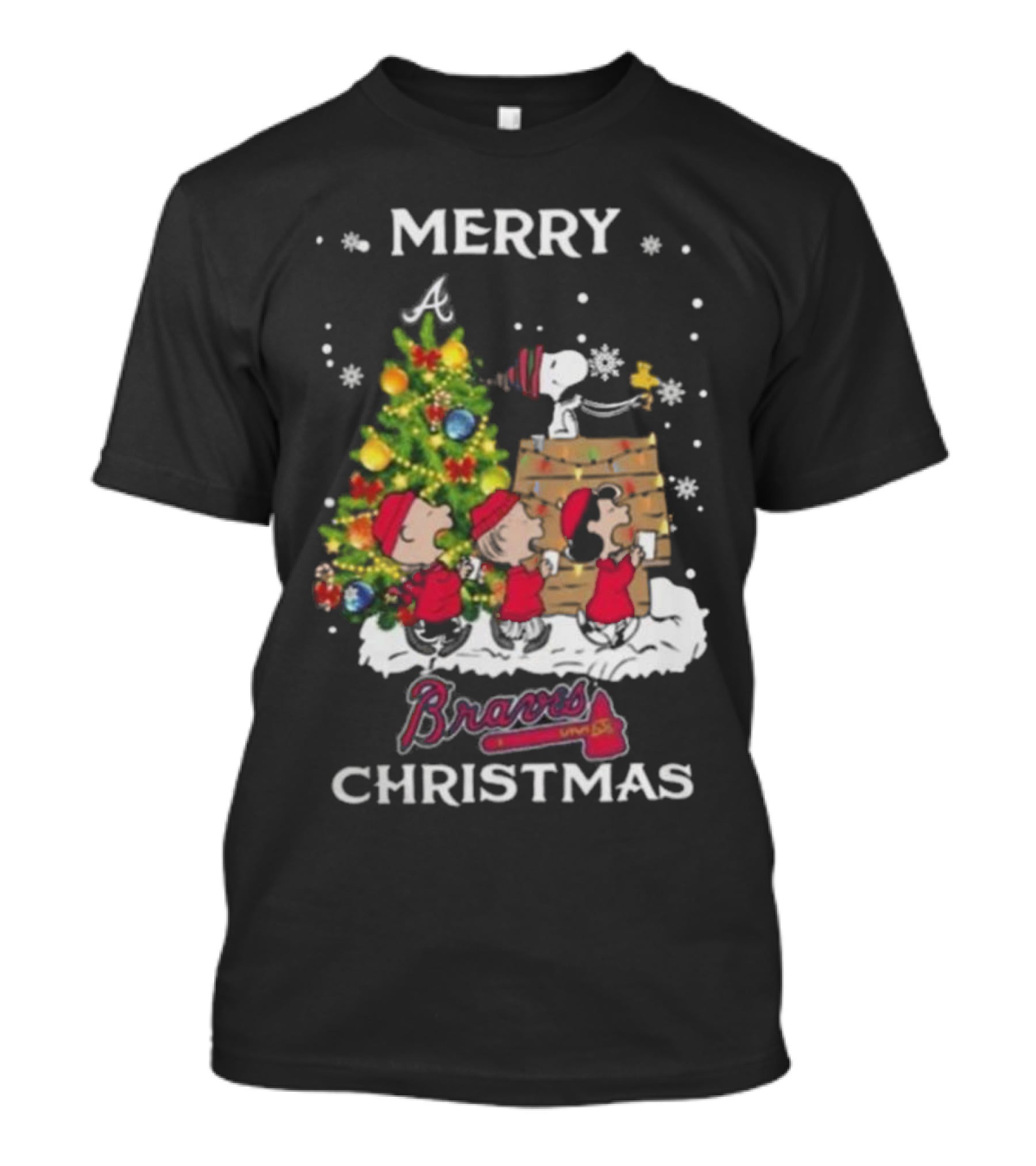 Merry Christmas Atlanta Braves Snoopy And Friends T-Shirt