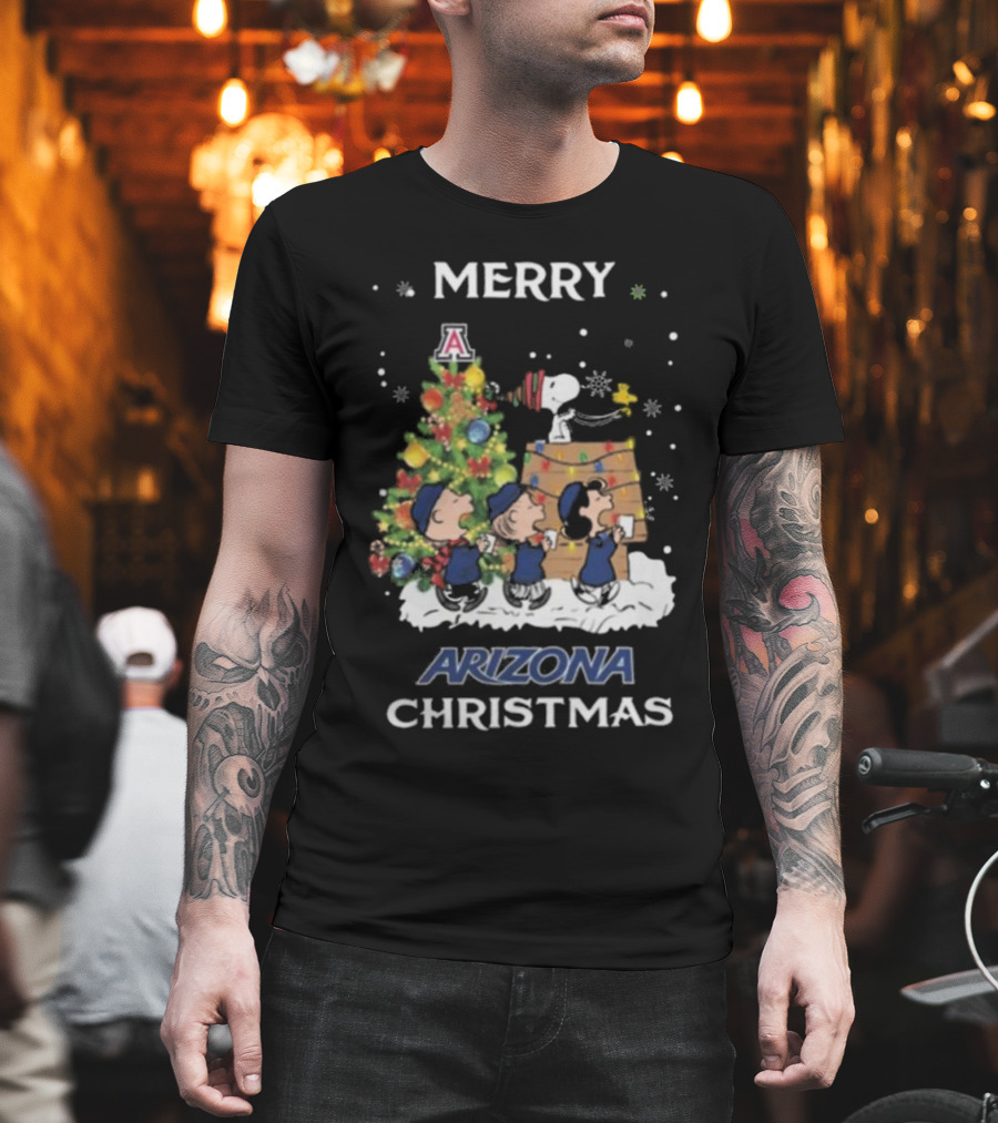 Merry Arizona Christmas Wildcats Snoopy and Friends T-Shirt