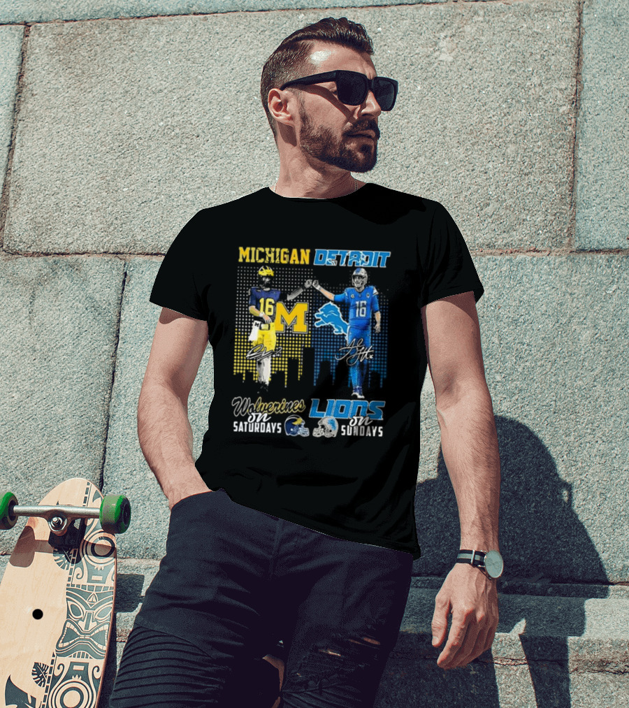 Michigan Detroit Wolverines On Saturdays Lions On Sundays T-Shirt