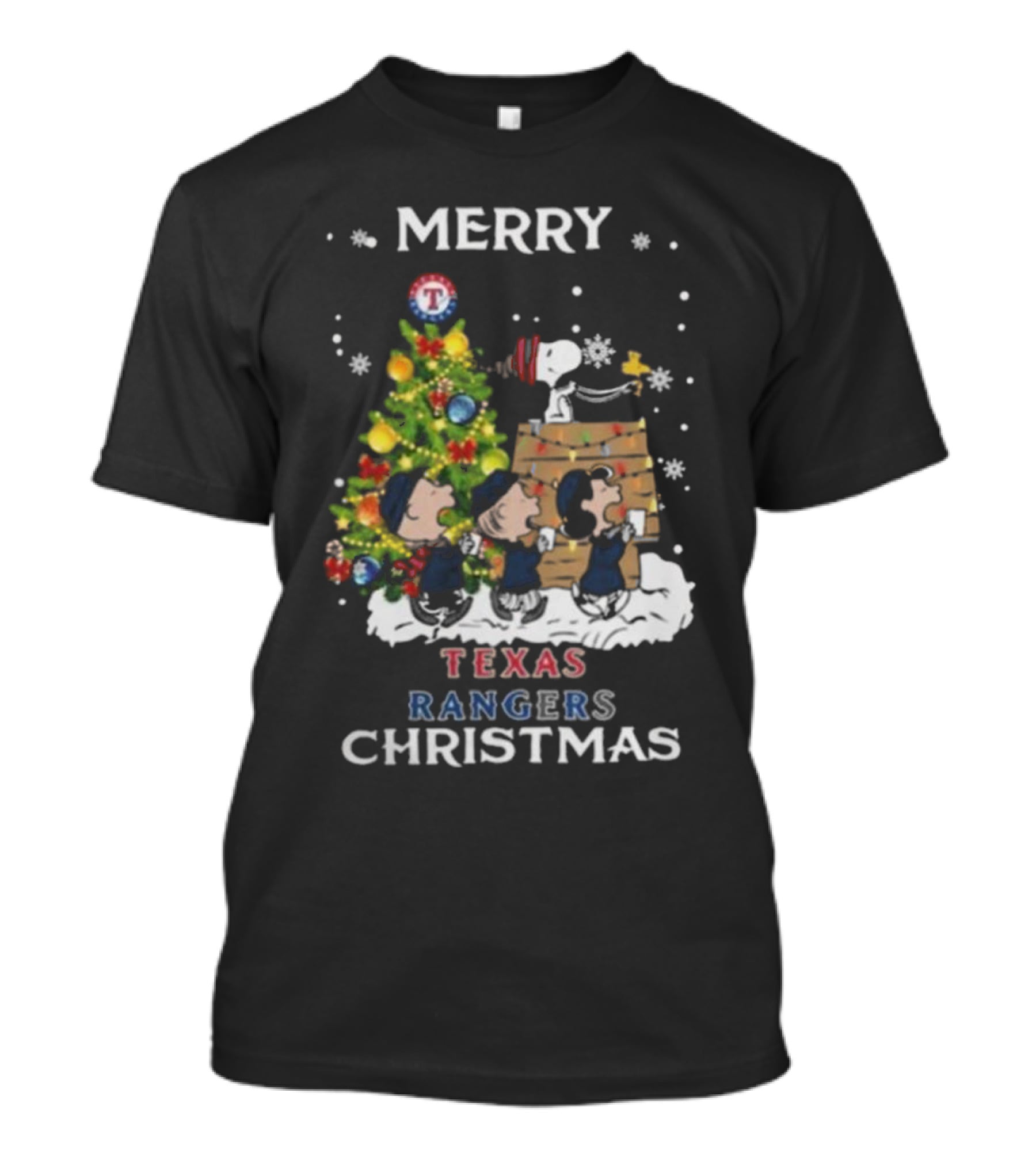 Merry Texas Rangers Snoopy And Friends Christmas T-Shirt