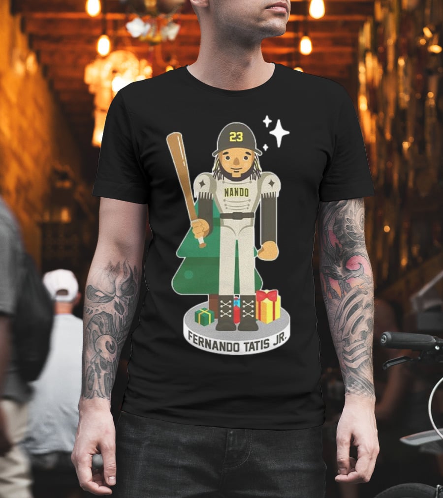 Fernando Tatis Jr. Nando 23 MLBPA Nutcracker With Baseball Bat And Gifts T-Shirt