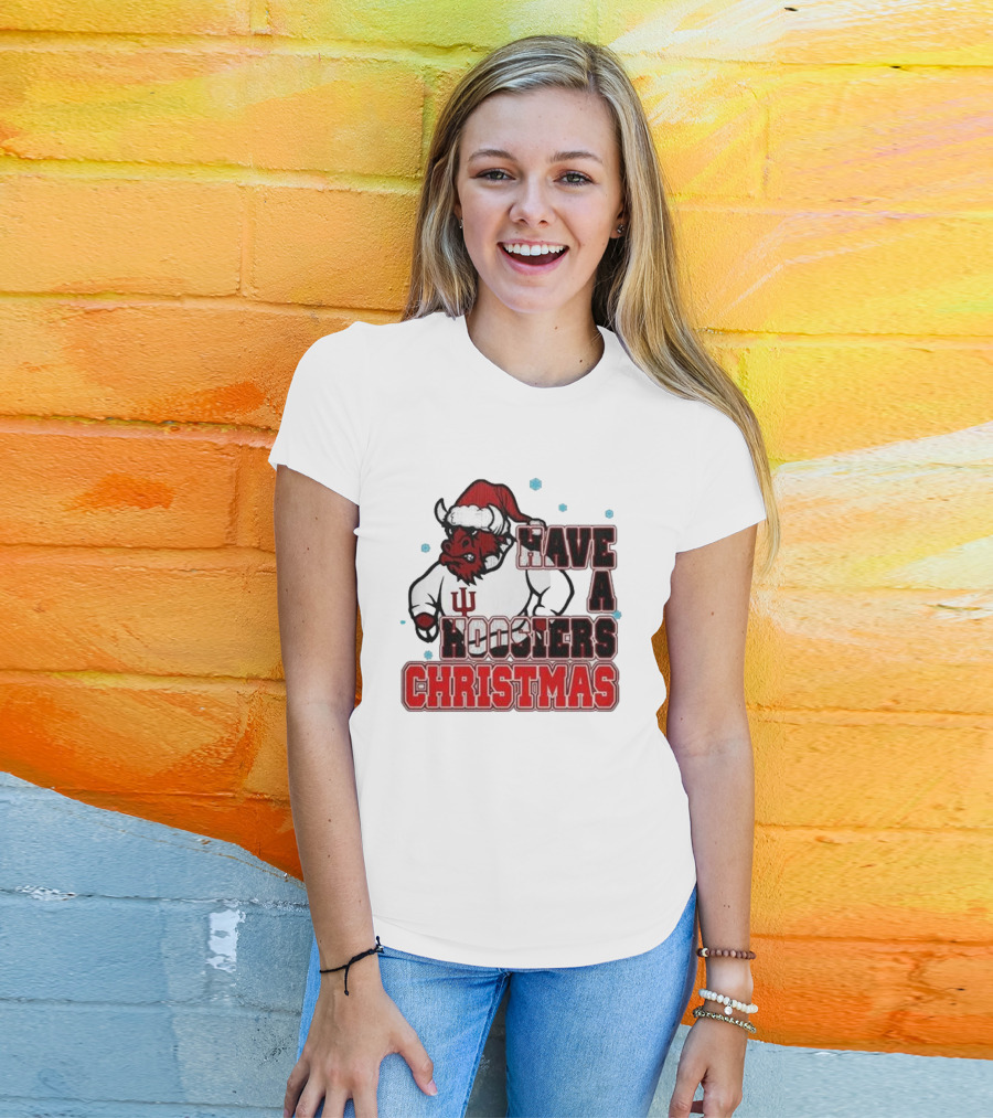 Indiana Hoosiers Santa Mascot Have A Hoosiers Christmas T-Shirt