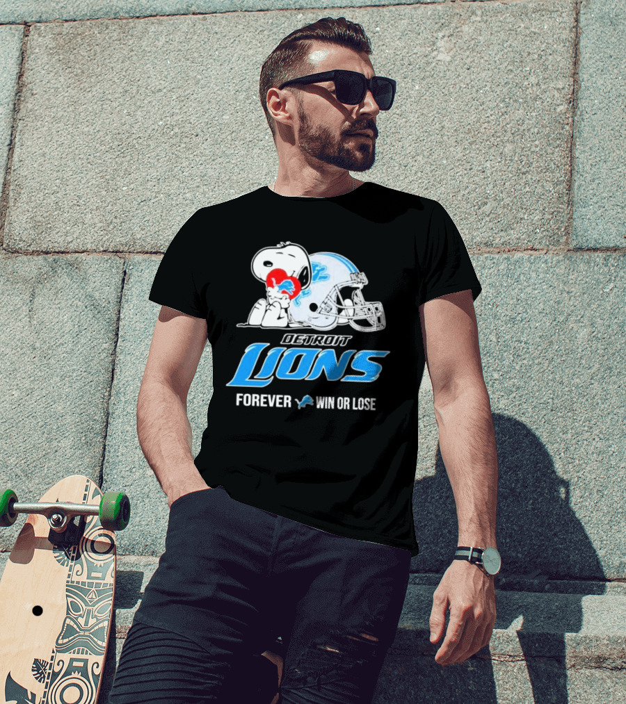 Snoopy Detroit Lions Forever Win Or Lose T-Shirt