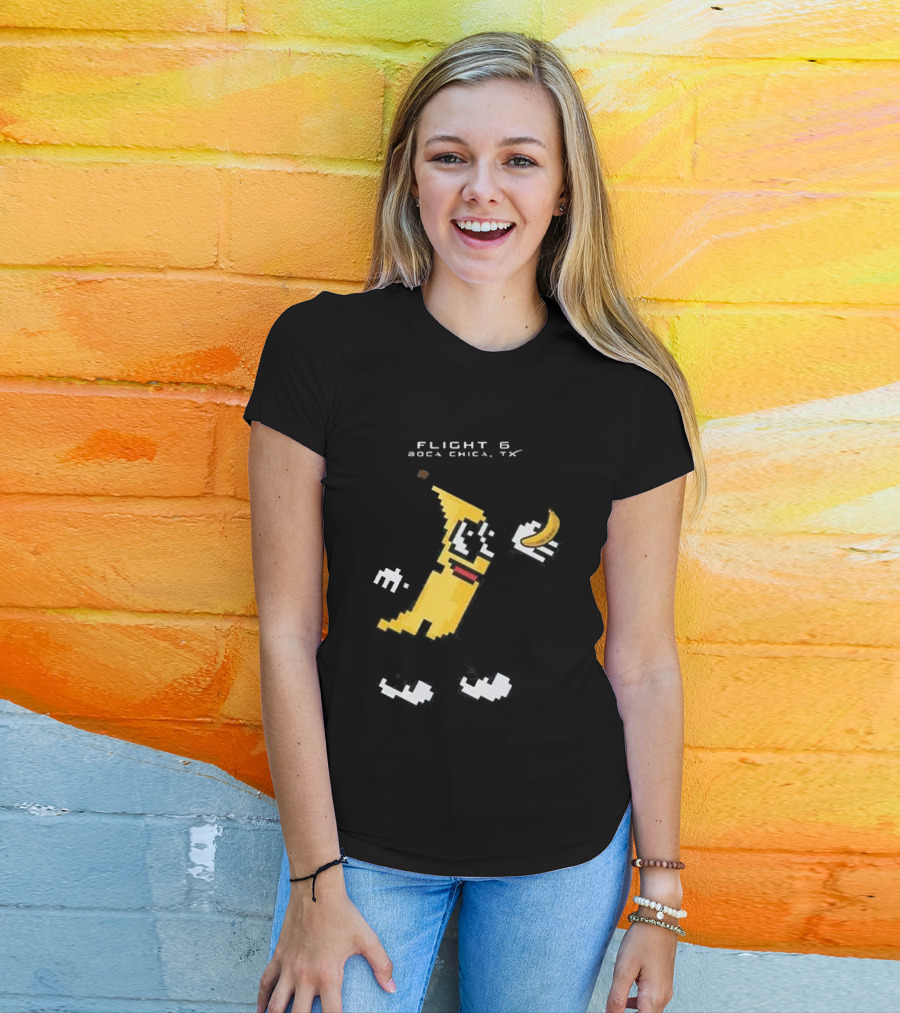 SpaceX Starship Flight 6 It’s Bananas Boca Chica TX Pixel Art Banana Character T-Shirt