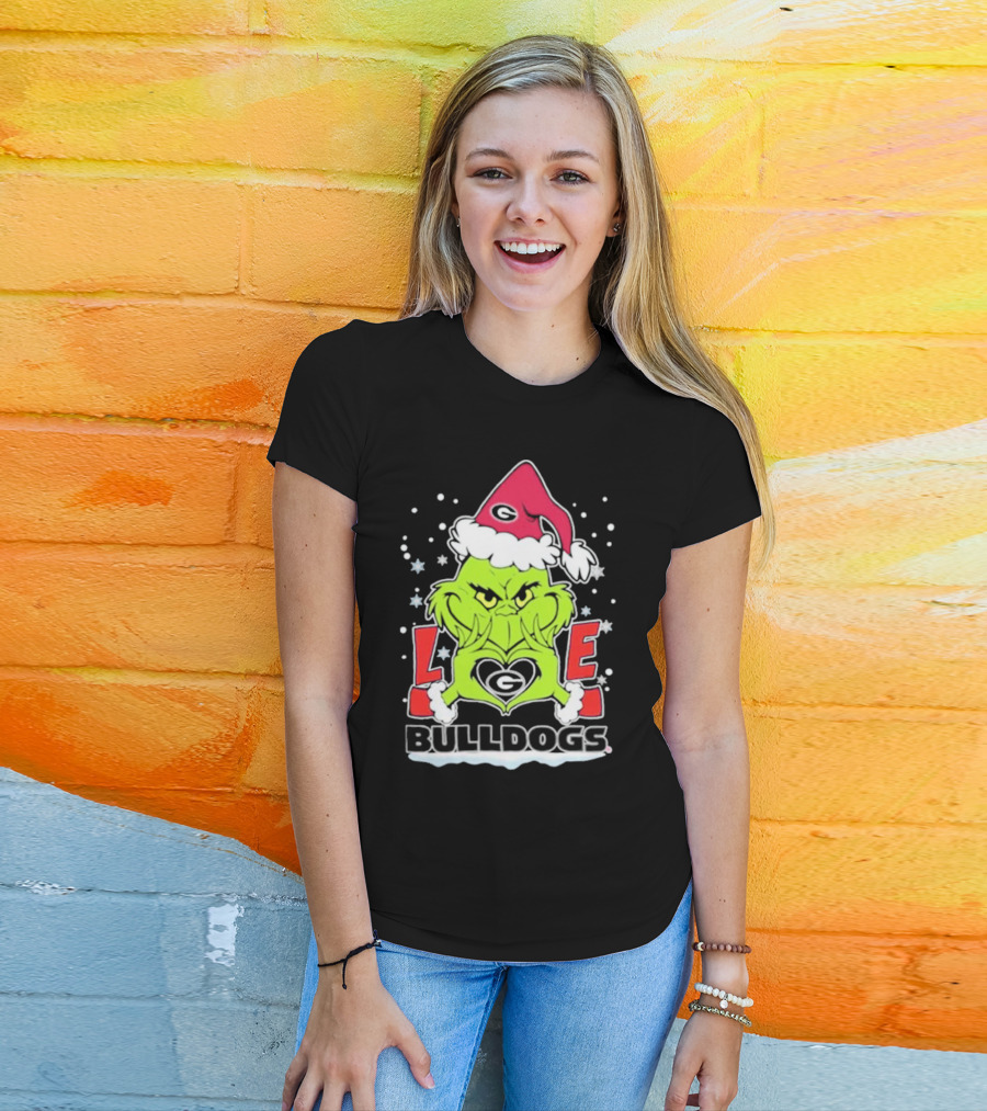 The Grinch Love Georgia Bulldogs Christmas Football T-Shirt