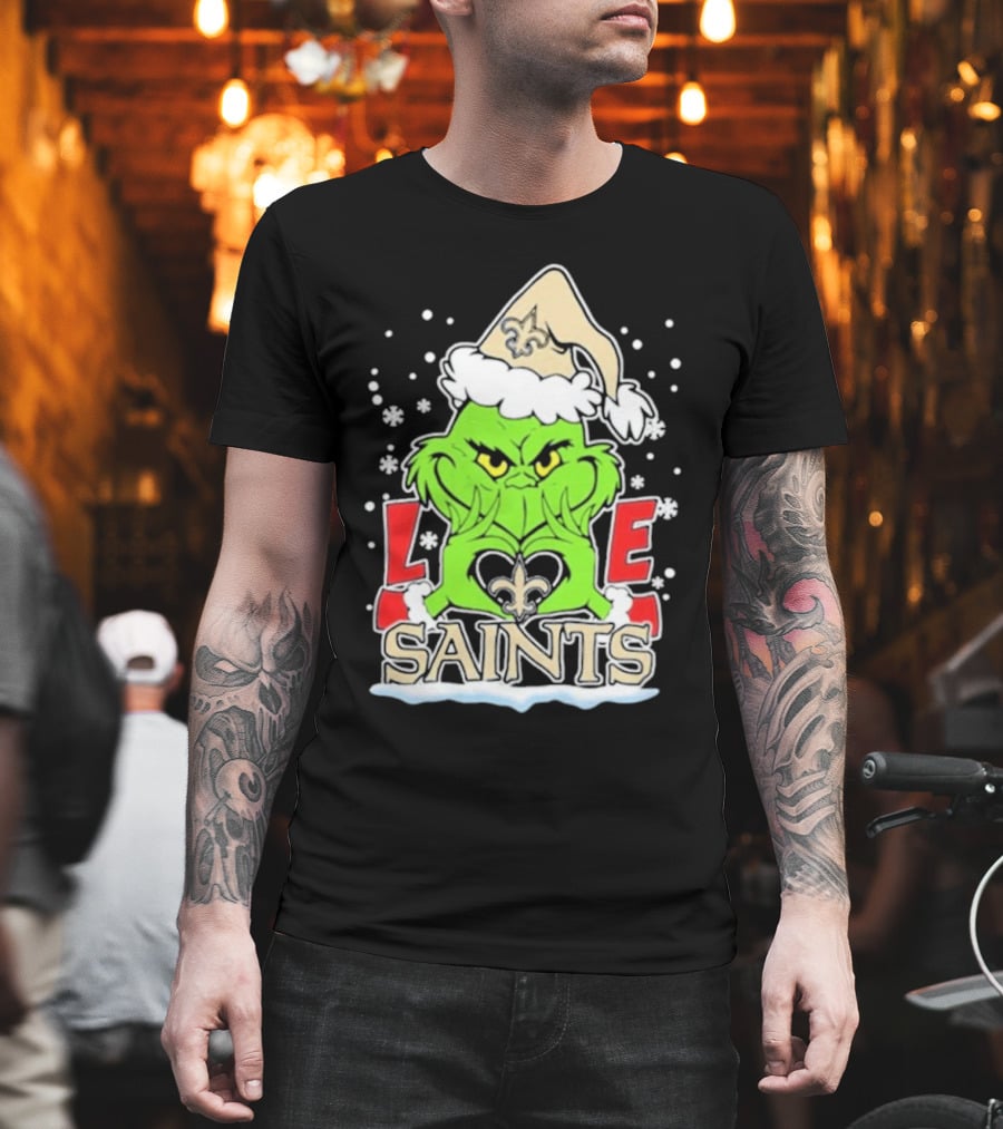 The Grinch Love New Orleans Saints Football Christmas T-Shirt