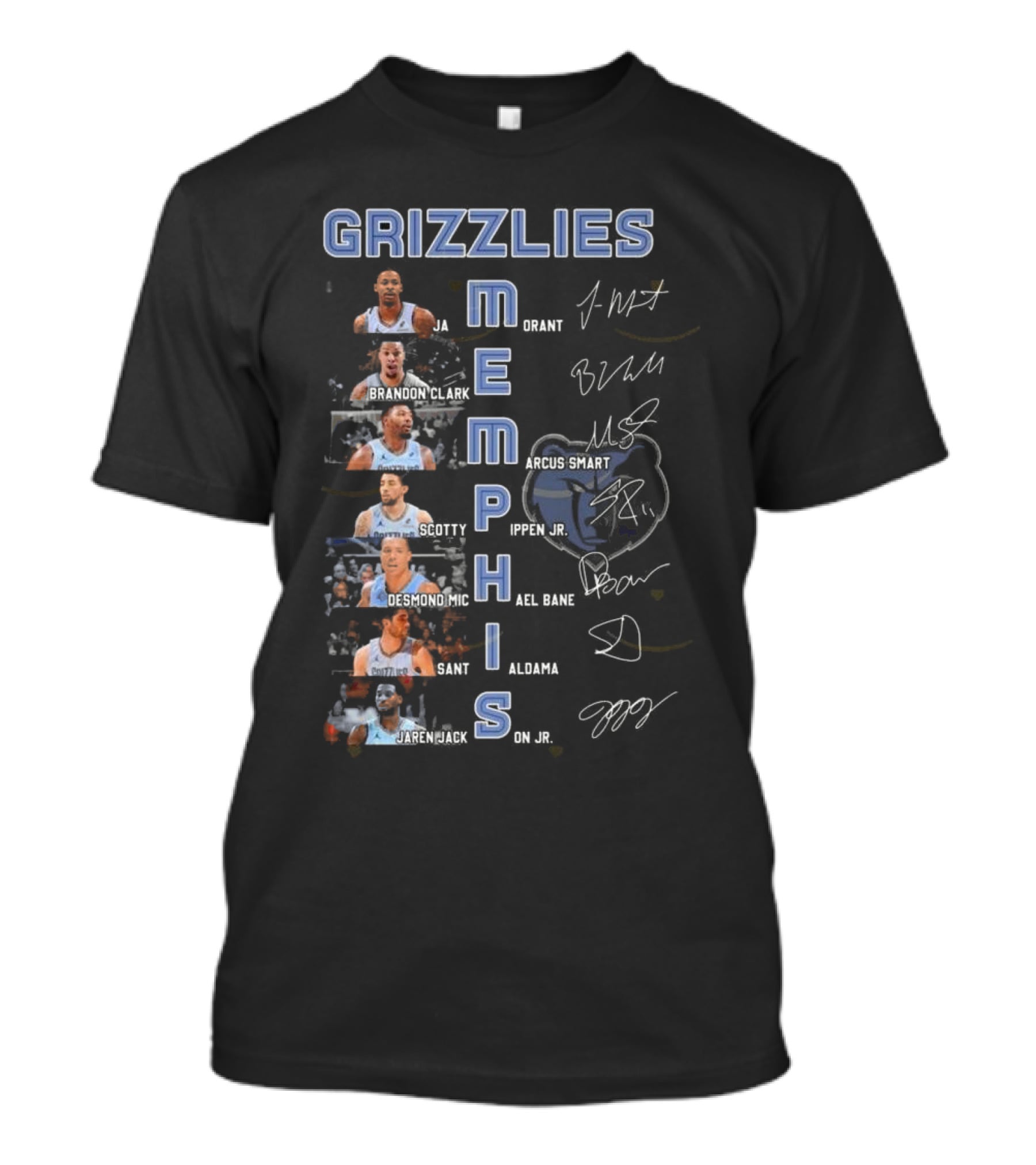 Memphis Grizzlies Ja Morant Brandon Clark Marcus Smart Scotty Pippen Jr Desmond Bane Jaren Jackson Jr Signatures T-Shirt