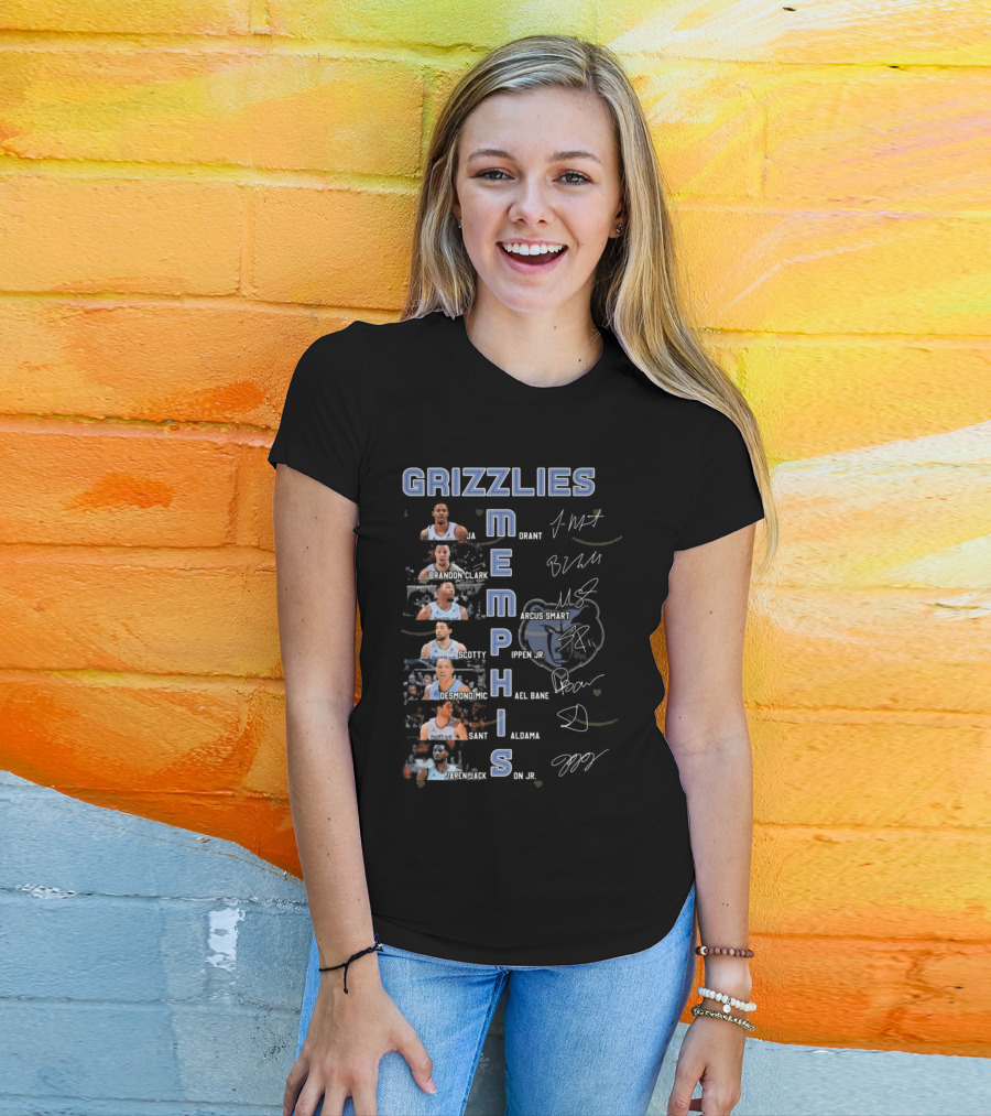 Memphis Grizzlies Ja Morant Brandon Clark Marcus Smart Scotty Pippen Jr Desmond Bane Jaren Jackson Jr Signatures T-Shirt